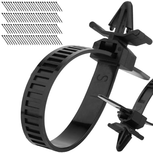 Boltza Fascette fermacavi rilasciabili con montaggio a spinta, 150 mm x 8 mm, in nylon nero, fascette riutilizzabili con clip a pannello, supporto per fascette per una gestione sicura dei fili (100)