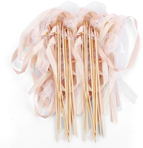LDXDRU 60 Stück Wedding Wands, Hochzeit Spalier Luftschlangen, Hochzeit Stäbe mit Glöckchen, Band Wands für Hochzeiten, Geburtstage, Feiertagsfeiern Verwendet