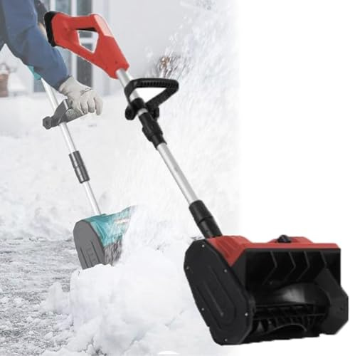 Quitanieves eléctrico de Mano inalámbrico, Pala quitanieves eléctrica, con 2 baterías y Cargador, soplador de Nieve Plegable, Color Rojo