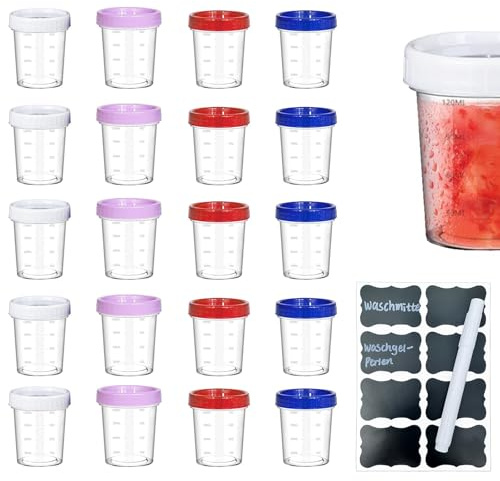 Contenitori Ermetici per Alimenti Piccoli, 120ml Contenitori per Alimentio, 20 Contenitori Salvafreschezza, Piccoli Contenitori con Coperchio, Contenitore Plastica con Graduato Riutilizzabile