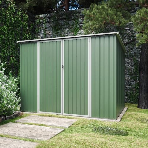 Casetta da Giardino in Acciaio Zincato 2,77x1,93xh1,96 cm, 5,35mq, Porta a Battente (Verde)