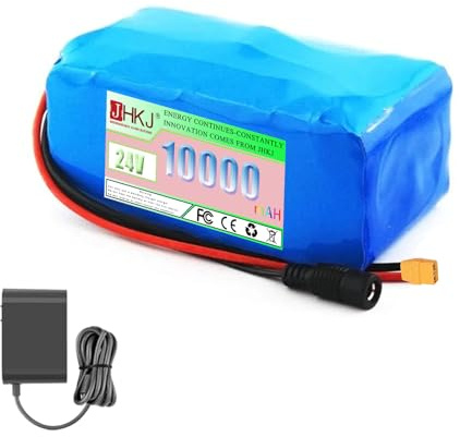 JHKJ Batería de Iones de Litio de 24 V y 10 Ah. Batería de Iones de Litio de 29,4 V y 10 Ah de Repuesto para Motor de 0 a 300 W con Cargador.,Xt90