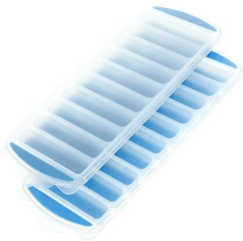 BESPORTBLE Lot de 2 sets de Bacs à Glaçons en Silicone avec Couvercle Moules à Glaçons de Bande Étanches et Résistants au Froid Compatibles Congélateur Outil de Fabrication de Glace pour