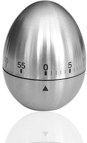 Mechanical Kitchen Timer, Durable Stainless Steel Egg Design, 60 Minute Countdown Timer, for Cooking, Baking, Study Toothbrush & Classroom