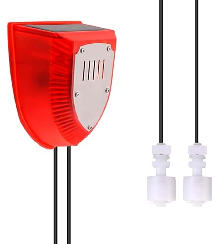 Alarme Solaire Niveau d'eau avec Double Capteur (Haut/Bas), Étanche IP55, Recharge Solaire pour Agriculture/Chantiers/Bateaux/sous-Sols, 129 DB, Câble 5 m, USB de Secours