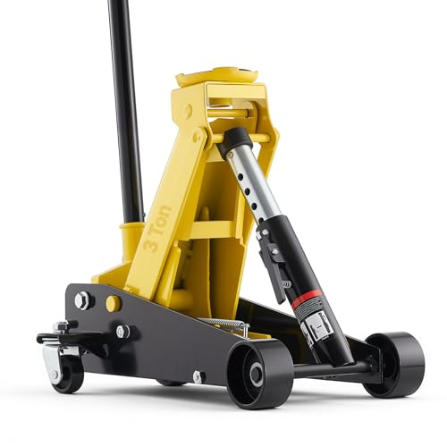 VEVOR Low Profile Floor Jack, 3 Ton (6614 lbs) Capacity, Steel Racing Floor Jack with Single Piston Quick Lift Pump, Hydraulic Trolley Car Lift for Sports Cars, SUVs, Pickups, Lifting Range 5.1-19.7
