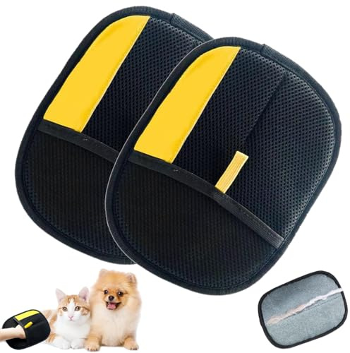 SuperWoter (2 Pcs) Pet Hair Removal Glove, Double-Sided Reusable Electrostatic Deshedding Mitt for Dogs & Cats - Grooming Glove for Furniture, Clothes, Sofas, Carpets