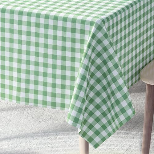 KASESSS Nappe Vichy Vert Sauge, 120x120cm PVC Nappe Exterieur Impermeable Jardin Toile Cirée Anti-Tache pour Tables Carrées et Rondes, Nappes pour Table De Fête, Mariage, Terrasse, Pique-Nique