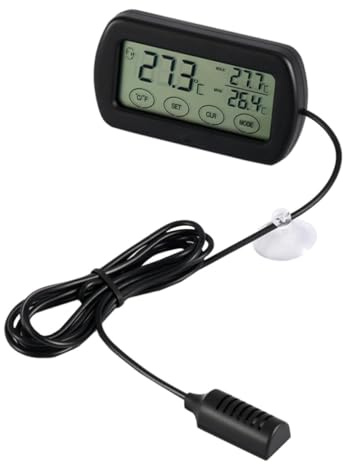 Hygromètre Numérique avec Alarme, Thermomètre Lcd pour Incubation | Capteur Inclus, Boîtier Abs Noir, Mesure Température et Humidité, Usage Couveuse et Pet