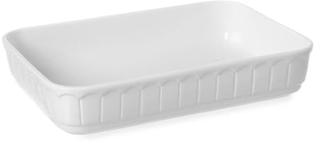 HENDI Ofenform Rustica, Rechteckig, Hohe Schlag- und Verschleißfestigkeit, geeignet für Ofen, Mikrowelle, Geschirrspüler, 375x260x(H)75mm, strahlendes Weiß Porzellan