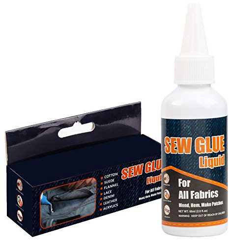 Plextone Sew Glue Flüssigkeit für Stoffstich Klebstoff Wasserdicht Transparent Permanent (60ml)