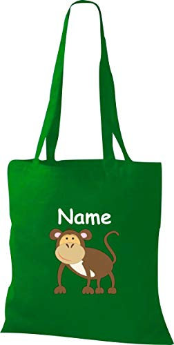 Shirtinstyle Stoffbeutel Tasche, Tiermotiv Affe mit Wunschnamen, Natur Zoo Tiere Animal, Geschenk, Baumwolltasche, Logo, Spruch, Verwandschaft, Motiv, Farbe Hellbraun