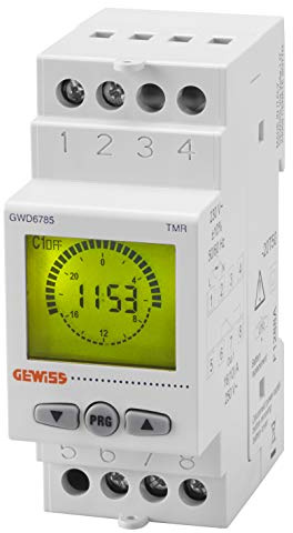 Gewiss Interruttore astronomico, 1 contatto NA/NC - 16A/230Vca - 2 moduli DIN - riserva di carica 5 anni - GWD6785