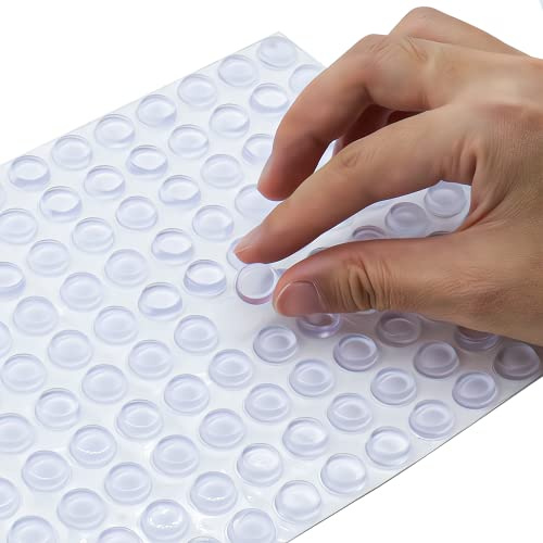 COVERCORNER Super High Viscosity Cabinet Door Bumpers -250 pcs 1/2”Diameter Clear Adhesive Pads New PU Material Glass Hardware Bumpers for Drawers, Glass Tops, Small Furniture(250pcs)