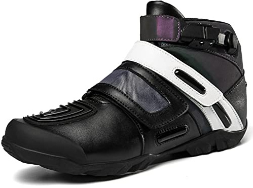 Lfzhjzc Botas de Moto, Equipo de protección Conjunta, Zapatos de Moto para Hombres, Botas de Moto con Suela Antideslizante para Hombres, Regalos para Motociclistas para Hombres