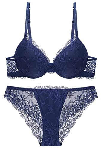 Sencylife Ensemble de Soutiens-Gorge Sexy pour Femme avec Soutien-Gorge Push-up rembourré à Armatures, Bleu, 85B