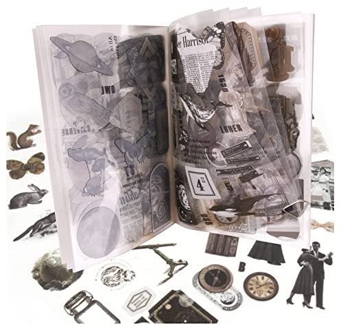 177 Stück Vintage Scrapbooking Aufkleber Set Selbstklebend Verschiedene Muster Mond Sticker Retro für DIY Scrapbook Zubehör Fotoalbum Tagebuch Fotobuch Notizbuch Journal Kalender Selbst Gestalten