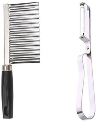 Kartoffelschneider Multifunktionales Handelswellenmesser zum Schneiden von Wolf Zahnkartoffeln Haushalt tiefkörnig Verdickter Wolf Zahnkartoffelschnitt Fancy Frites Messer Pommesschneider (Size : B)