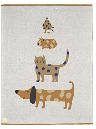 LÄSSIG Babystrickdecke Kuscheldecke Babydecke gestrickt 100% Bio Baumwolle GOTS/Knitted Blanket Little Mateys royal blue