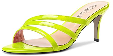 HEUIVZAR Donna Spillo Medio Tacco Heel Aperte sulla Punta Sandali Slip-on da Matrimonio Dress 6.5 CM Heels Verde Lime 41 EU