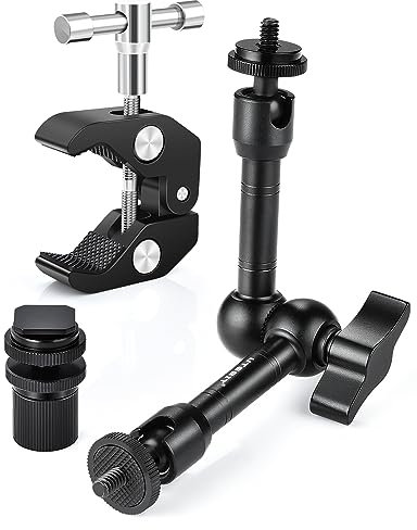 UTEBIT Magic Arm, 9 inch Articulating Friction Arm with Super Crab Clamp and 1/4 Cold Shoe Mount, Magic DSLR Tripod Arms Kit for Photography, Video, Camera Rig, LED Light, LCD Monitor, Flash Light