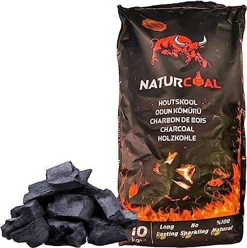 Naturcoal Premium Quebracho Holzkohle 10kg - Natürliche Grillkohle für BBQ, Räuchern, und Grillen. Langanhaltende Glut, geringe Rauchentwicklung, Restaurantqualität (1)