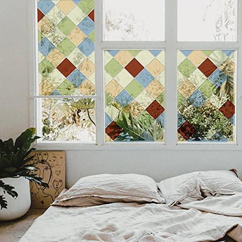 Neukids fensterfolie geometrische Muster statisch haftend Sichtschutzfolie Fenster Folie Rautenmuster Schlafzimmer Wohnzimmer Küche Bad Büros Doppelseitig dekorfolie Fenster Selbstklebende 30x310cm