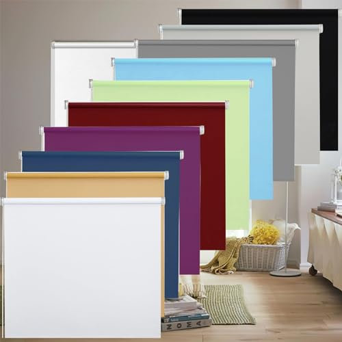 Verdunkelungsrollo Klemmfix ohne Bohren 80 x 60 cm Sichtschutz und Sonnenchutz,ohne Bohren Rollo Seitenzugrollo,Klemmrollo mit Klemmträger, für Fenster und balkontür, Rot