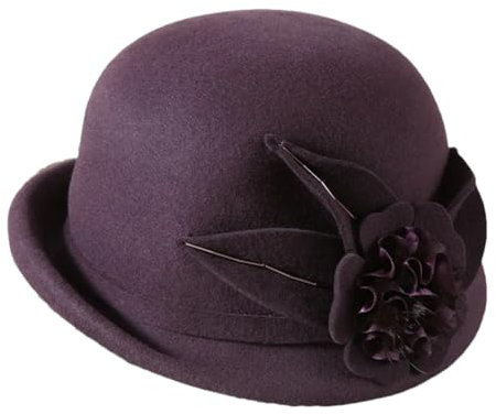 Dvbfufv Wintermütze für Damen, Blume, warme Wollmütze, Wintermütze, Partyhüte, Glocke, Haubenhut, Femme Fedoras, violett, Einheitsgröße
