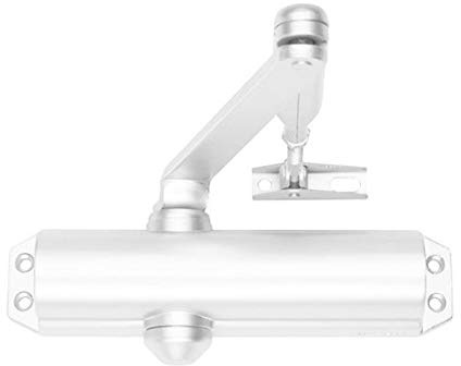 TESA DC120 DC120-1-D9016 cierrapuertas, EN 4, para puertas hasta 80 kg, brazo articulado, para puertas cortafuegos, acabado Blanco RAL 9016, instalación en superficie, control de cierre regulable