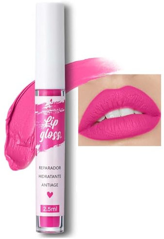 Lippenstift Flüssig, Cute Neon Pink Liquid Lipstick, Lip Gloss Full Matte & Leuchtende Farben mit bis zu 16 Stunden Halt, Lippen Makeup Wasserfest & Schnelltrocknend, Non-Transferred & Non Stick Cup