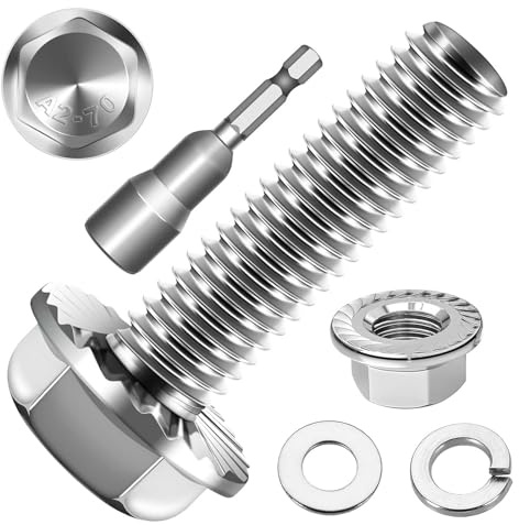 Dayalo 10 Stück Flanschschrauben M8 x 25 mm, Edelstahl A2 mit Muttern | Mit Sperrverzahnung, 10 gezahnten Flanschmuttern, 10 Unterlegscheiben, 10 Federringen und Steckschlüssel; Vollgewinde