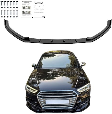 Frontlippe Frontspoiler kompatibel mit AUDI S3 Sportback 8V Facelift 2016-2019 v2 mit ABE TÜV Schwarz Glänzend