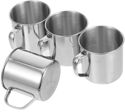 Cabilock 4stücke Edelstahl Kaffeetasse Mit Henkel Tragbare Metall Tasse Für Camping Und Reisen Von Bechern Zum Trinken Von Kaffee Tee Oder Wasser