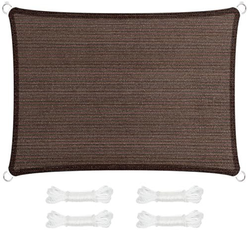 Tenda da Sole Parasole 150 x 200 cm, Antivento, Alta Protezione Solare, Hdpeprotezione UV 98%, Telo Ombra Telone Tenda a Vela, per Giardino, Terrazza, Marrone