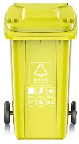 Bote De Basura con Ruedas, Contenedor De Basura Industrial Móvil Resistente con Tapa, Contenedor De Basura De Plástico Resistente a La Intemperie para Patio (Yellow 240L)