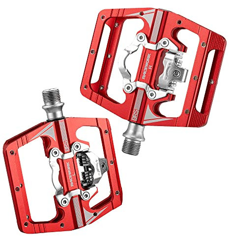 DONGLING Bike Pedals Mtb Pedals For Bicycle Clip Automatic Pedals Platform Mountain Bike Mixed Footrest Double Function Power Meter Mountain Bike Pedals(Red)