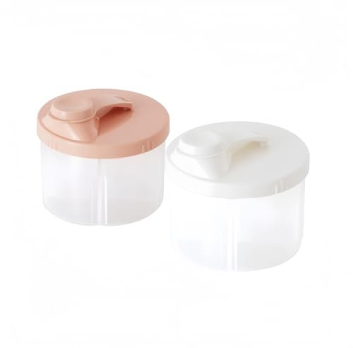 qixiang Formula Powder Pots,2Pcs Baby M ilk Powder Dispenser Pots,Formula Powder Pot with Rotatable Cover Protable Milk Powder Dispensers Milk Powder Dispenser Potfor Outdoor(Pink+White