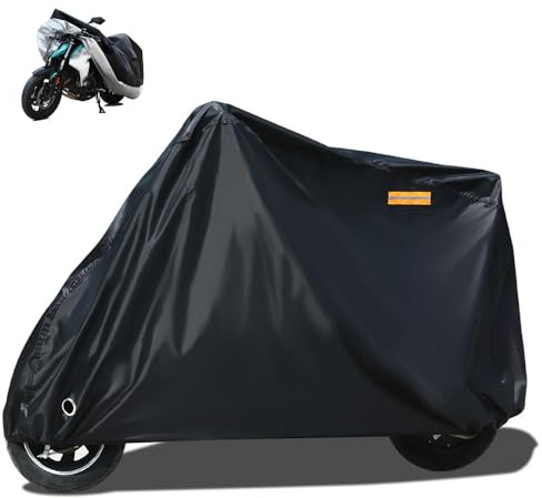HNZZT Motorradabdeckungen für Harley-Davidson Fat Bob 114 (FXFBS), Schützt vor Sonne Wind UV Beständig Staubdicht Motorrad Regenplane,AllBlack-L