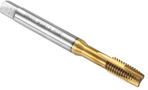 QUARKZMAN Taraud à fileter à pointe spirale M10 x 1.5 filetage rectifié H2 | tarauds métriques pour filetage, acier rapide au cobalt M35, revêtement au nitrure de titane
