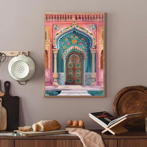 Yocheng Impresión de arte mural marroquí, arte oriental, pintura en lienzo, póster árabe, imágenes de pared de estilo bohemio para decoración de sala de estar y dormitorio. 21x30cm sin marco