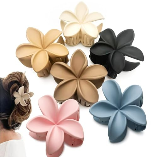 6 Stück Farbige Blumen Haarklammern - Haarspangen Starke Rutschfeste Flower Hair Clip Niedliche Matt Blumen Haarklammer Styling-Accessoires Blumenspange Dünnes Dickes Haar Haarschmuck für Damen