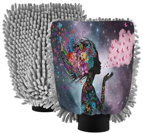 JUMBEAR Lot de 2 gants de lavage de voiture super absorbants et anti-rayures en microfibre pour nettoyage de voiture et de ménage Noir Taille L