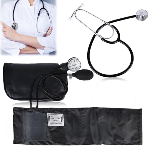 Sfigmomanometro manuale, misuratore di pressione sanguigna con stetoscopio e bracciale, classico kit Bp con borsa per il trasporto, manicotto per la pressione sanguigna manuale per servizi di soccorso