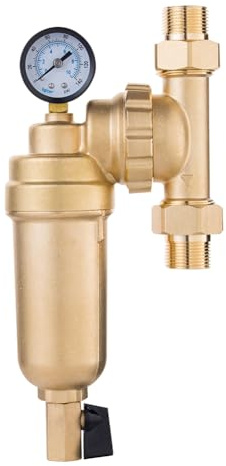yomoe Filtro de Válvula Giratoria Universal de 360 Grados, Filtro Central para Toda la Casa, Filtro de Agua de Sedimentos Reutilizable, Niquelado, C