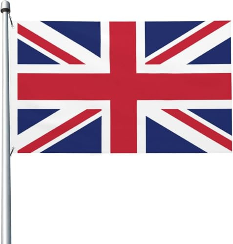 Drapeau anglais du Royaume-Uni, 90 x 150 cm, résistant aux UV, bannière saisonnière avec œillets en laiton, pour extérieur et intérieur, noir