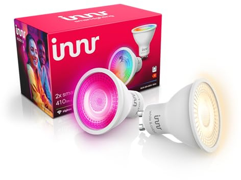 Innr Zigbee GU10 LED-lampa, fungerar med Hue* och Alexa (brygga krävs), vitt och färgat ljus, 16 miljoner färger, LED-spot, smart lampa med 410 lumen, dimbar, 2-Pack