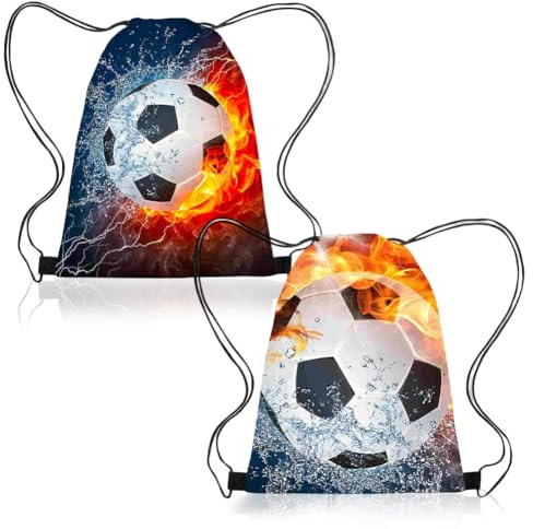 VorErgyllic 2 pezzi calcio coulisse borse zaino calcio festa regalo borse festa borse coulisse borsa palestra per ragazze ragazzi uso quotidiano-2 stile