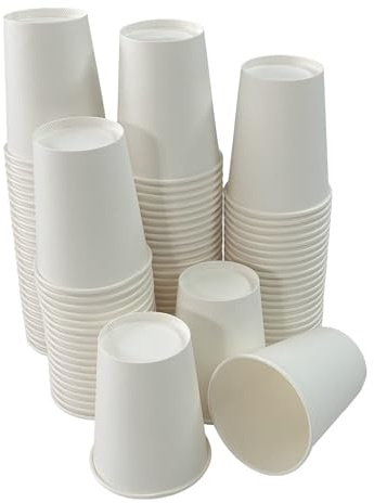 Ecokanta 8oz White Paper Cups – 230ml Pack of 1000 Biodegradable, Leak-Resistant, Eco-Friendly, Single Wall Disposable Cups for Hot & Cold Drinks