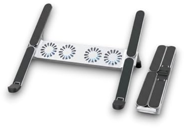 Melivarone Base di Raffreddamento per Laptop, Supporto/Rialzo PC Portatile Pieghevole con 4 Ventole Silenziose, Altezza Regolabile a 6 Livelli, per Notebook 10-17 Pollici